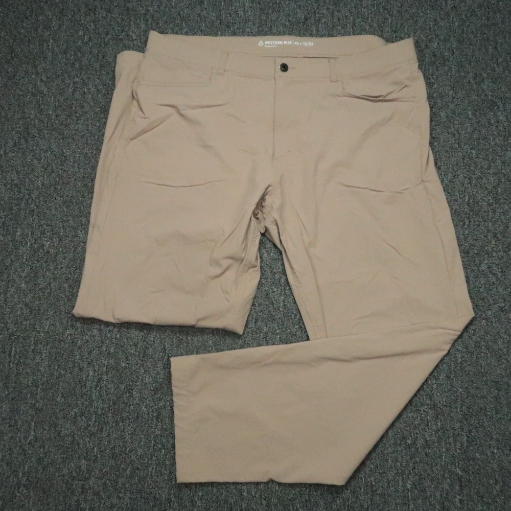 Western Rise Pants Mens 40x33 Khaki‎ Tan Evolution Chino 5 Pocket Stretch